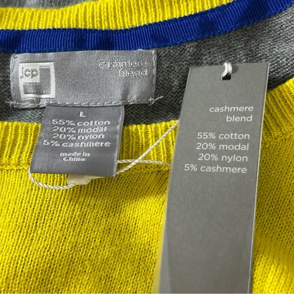 JCP Sweater Women's Cashmere Blend Yellow Gray Size Large - Picture 3 of 7